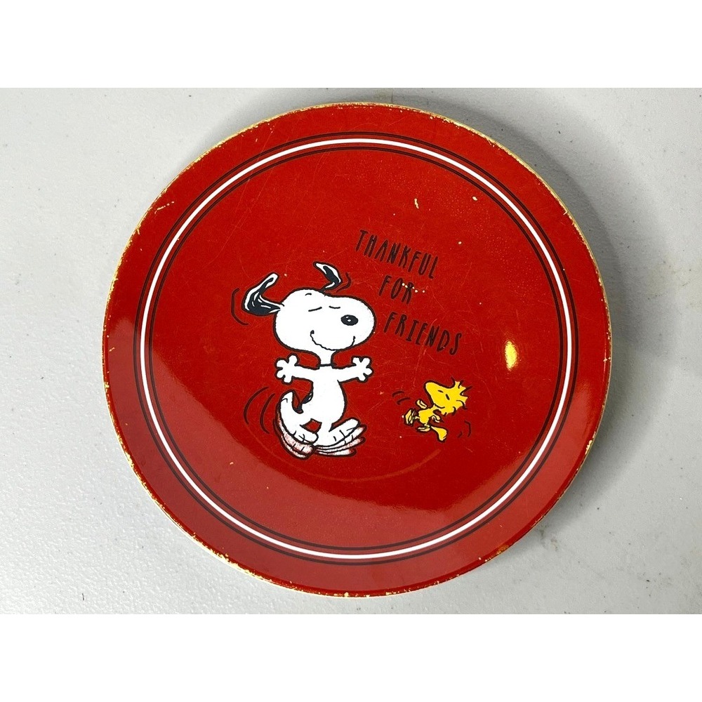 Pottery Barn Kids Thanksgiving Snoopy THANKFUL FOR FRIENDS Melamine Plate